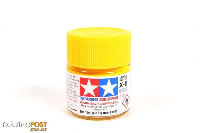 X-8 TAMIYA ACRYLIC PAINT LEMON YELLOW (gloss) - TAMIYA PAINTS &amp; Accessories