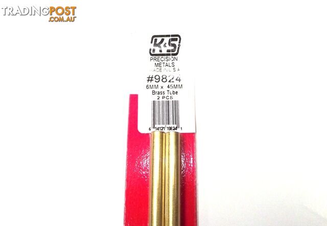 K&S METAL #9824 BRASS ROUND TUBE 6X300MM 2PCS - K & S METALS