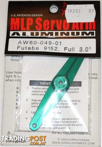 AIR WILD ALUMINIUM SERVO ARM FULL 3' SUIT 9152 FUTABA SERVO - AIR WILD