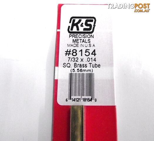 K&S METAL #8154 7/32' OD SQUARE BRASS TUBE 1PC - K & S METALS