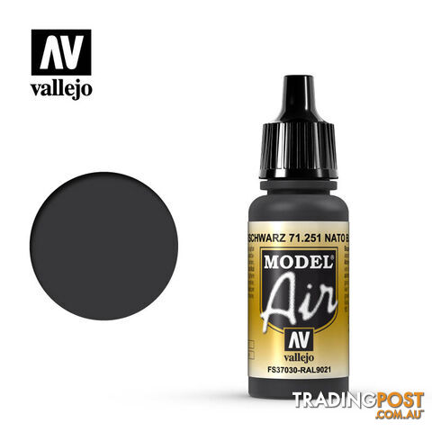 VALLEJO MODEL AIR ACRYLIC PAINT NATO BLACK 71251 - VALLEJO