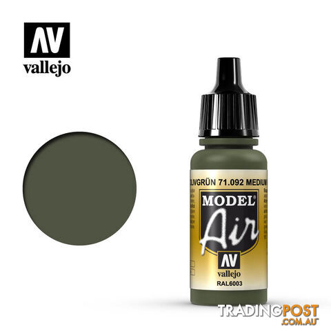 VALLEJO MODEL AIR ACRYLIC PAINT MED GREEN 71092 - VALLEJO
