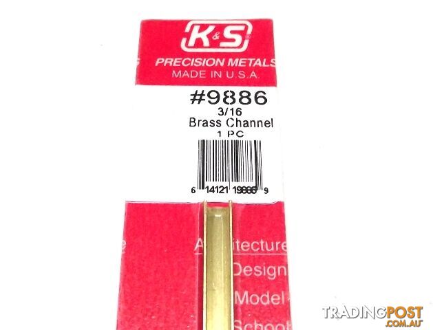 K&S METAL #9886 BRASS CHANNEL 3/16X300MM 1PCS - K & S METALS