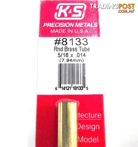 K&S METAL #8133 5/16' OD BRASS TUBE 1PC - K &amp; S METALS