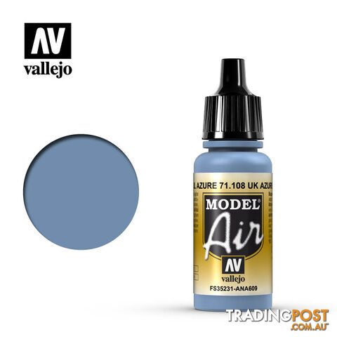 VALLEJO MODEL AIR ACRYLIC PAINT UK AZURE 71108 - VALLEJO