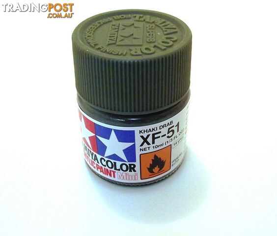 XF-51 TAMIYA ACRYLIC PAINT FLAT KHAKI DRAB - TAMIYA PAINTS & Accessories