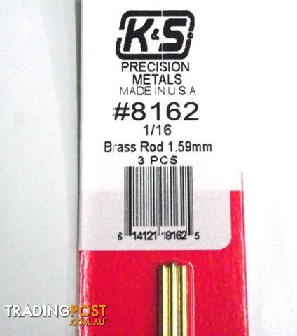 K&S METAL #8162 1/16' SOLID BRASS ROD 3PCS - K & S METALS