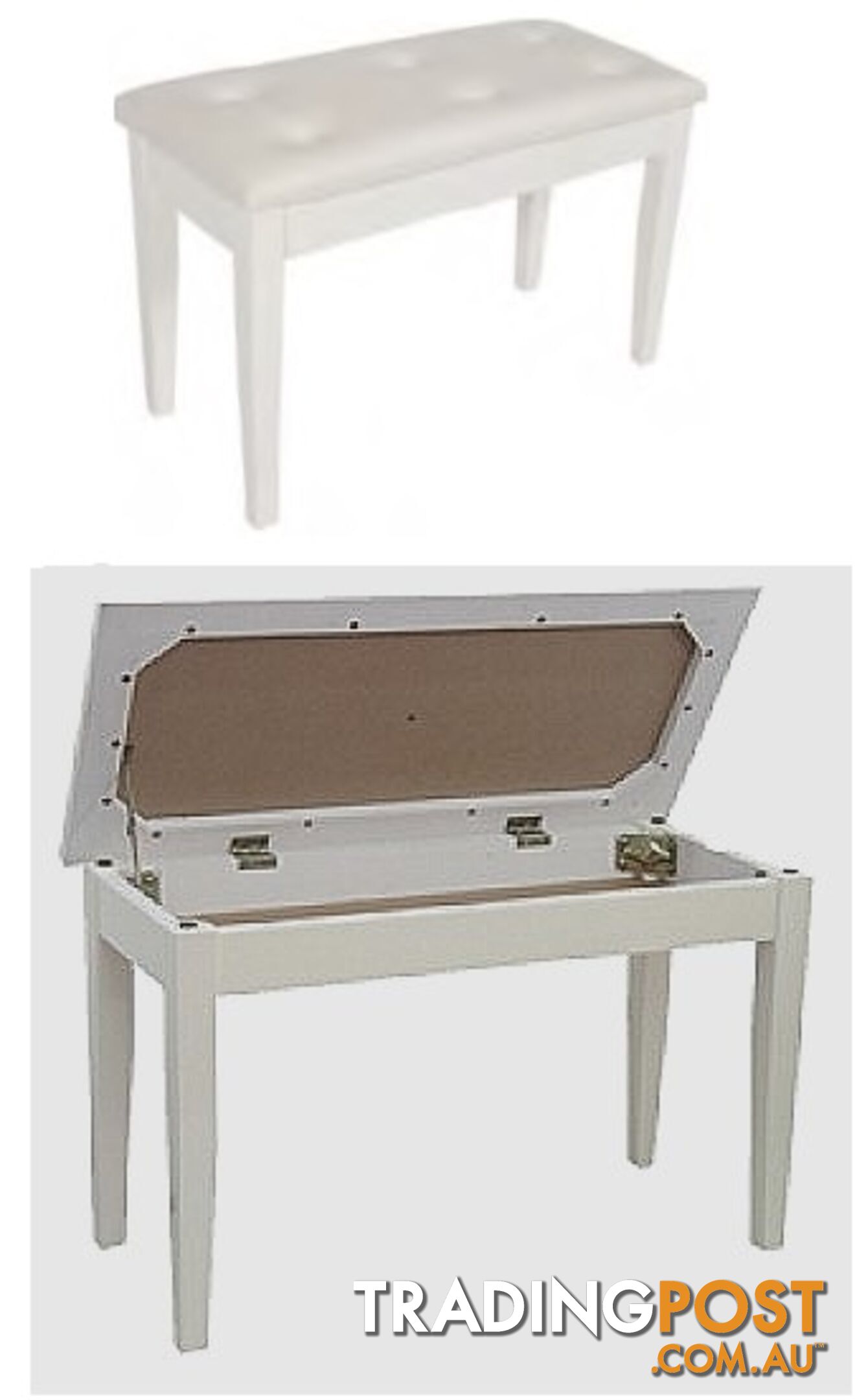 Piano Bench / ~ Polished White Piano stool