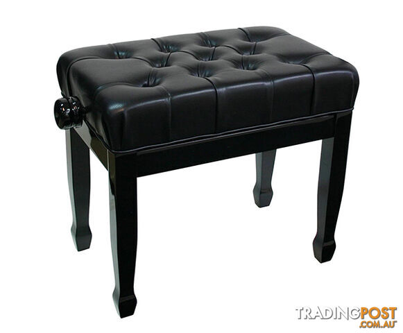 Adjustable Piano Bench w/ Buttoned Seat and Padded Edge â Black