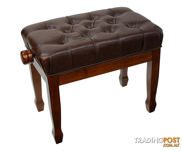 Adjustable Piano Bench w/ Buttoned Seat and Padded Edge â Walnut