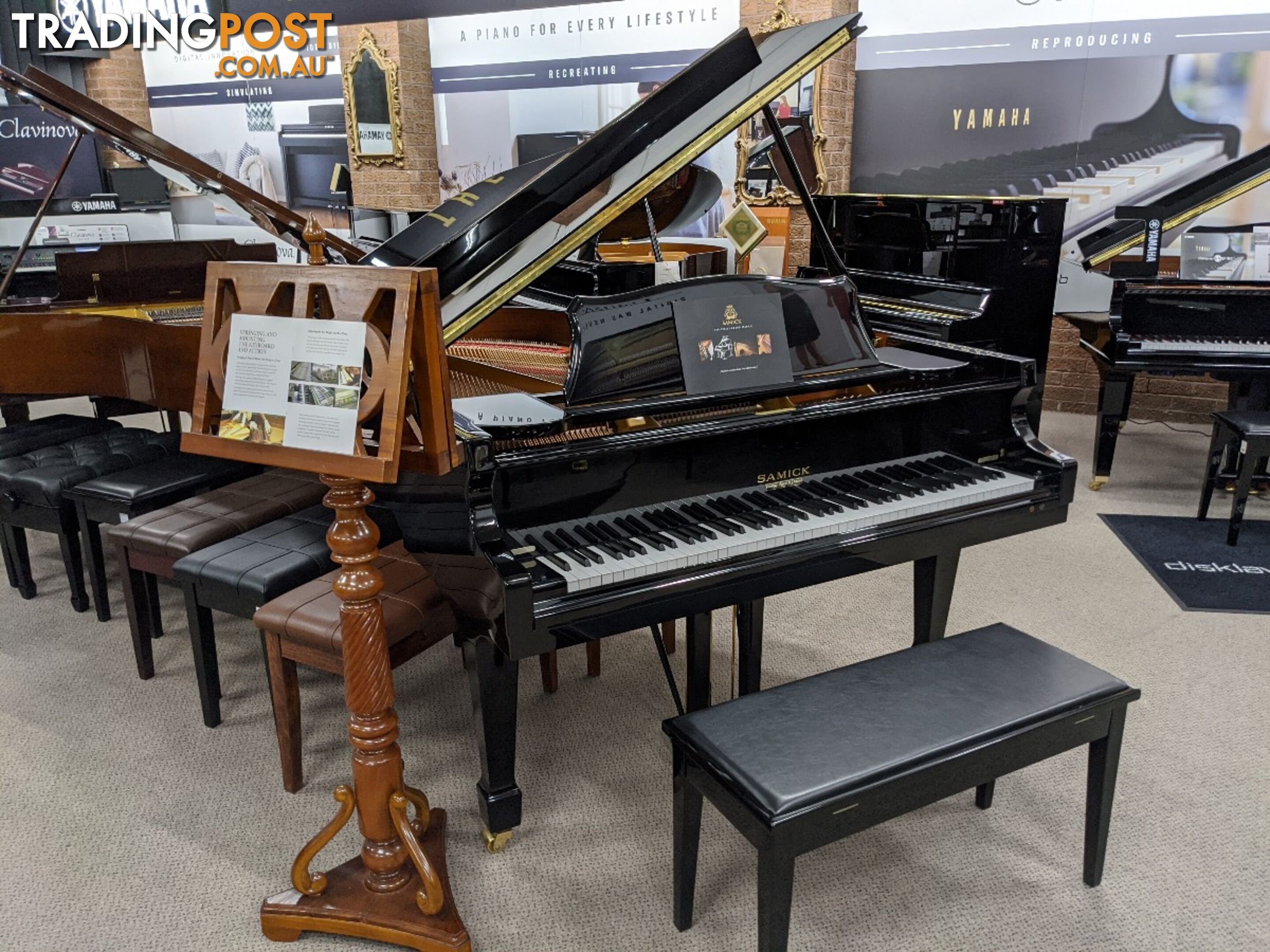 186cm Samick Grand Piano Ebony Polished NSG186