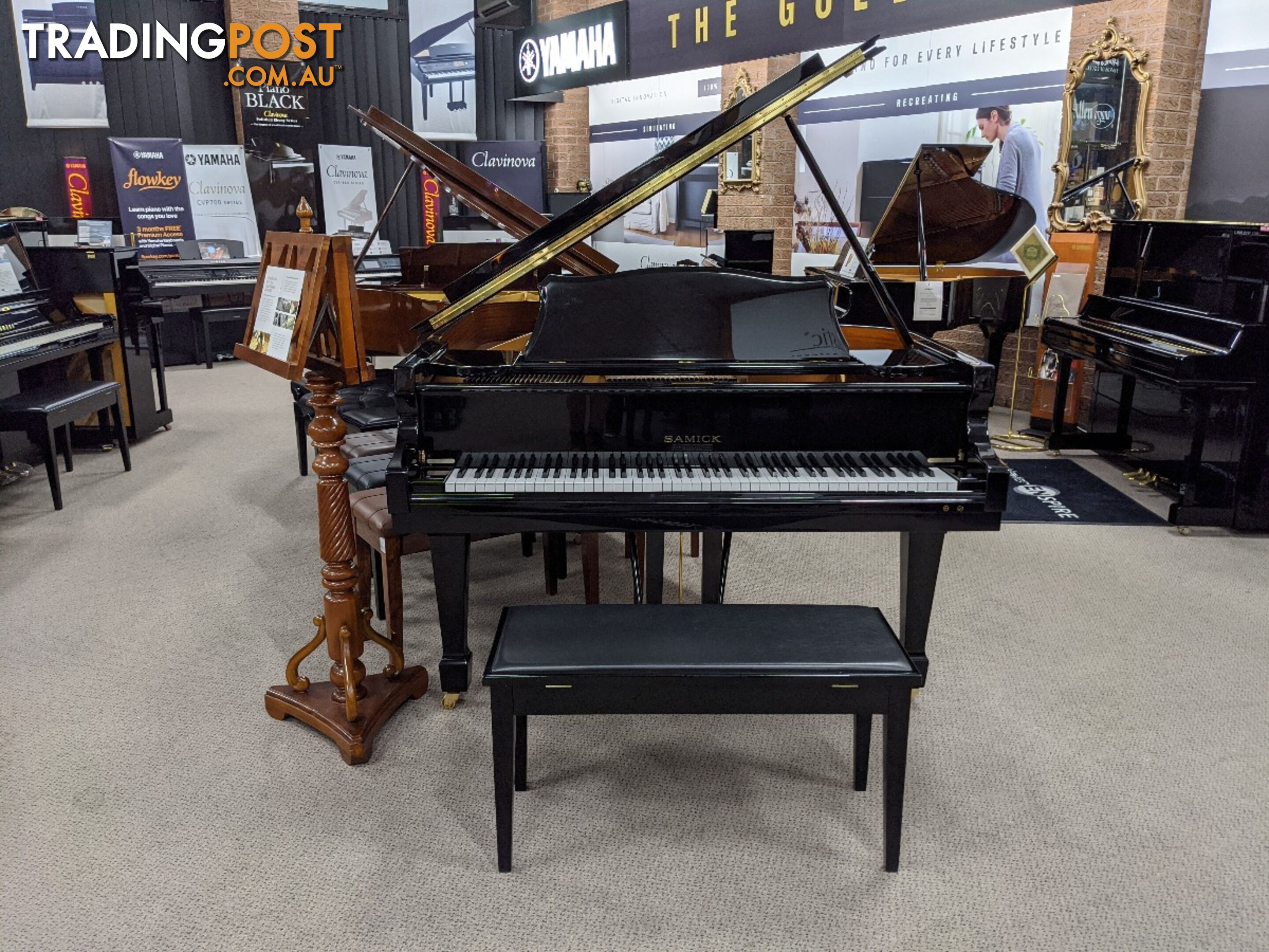 186cm Samick Grand Piano Ebony Polished NSG186