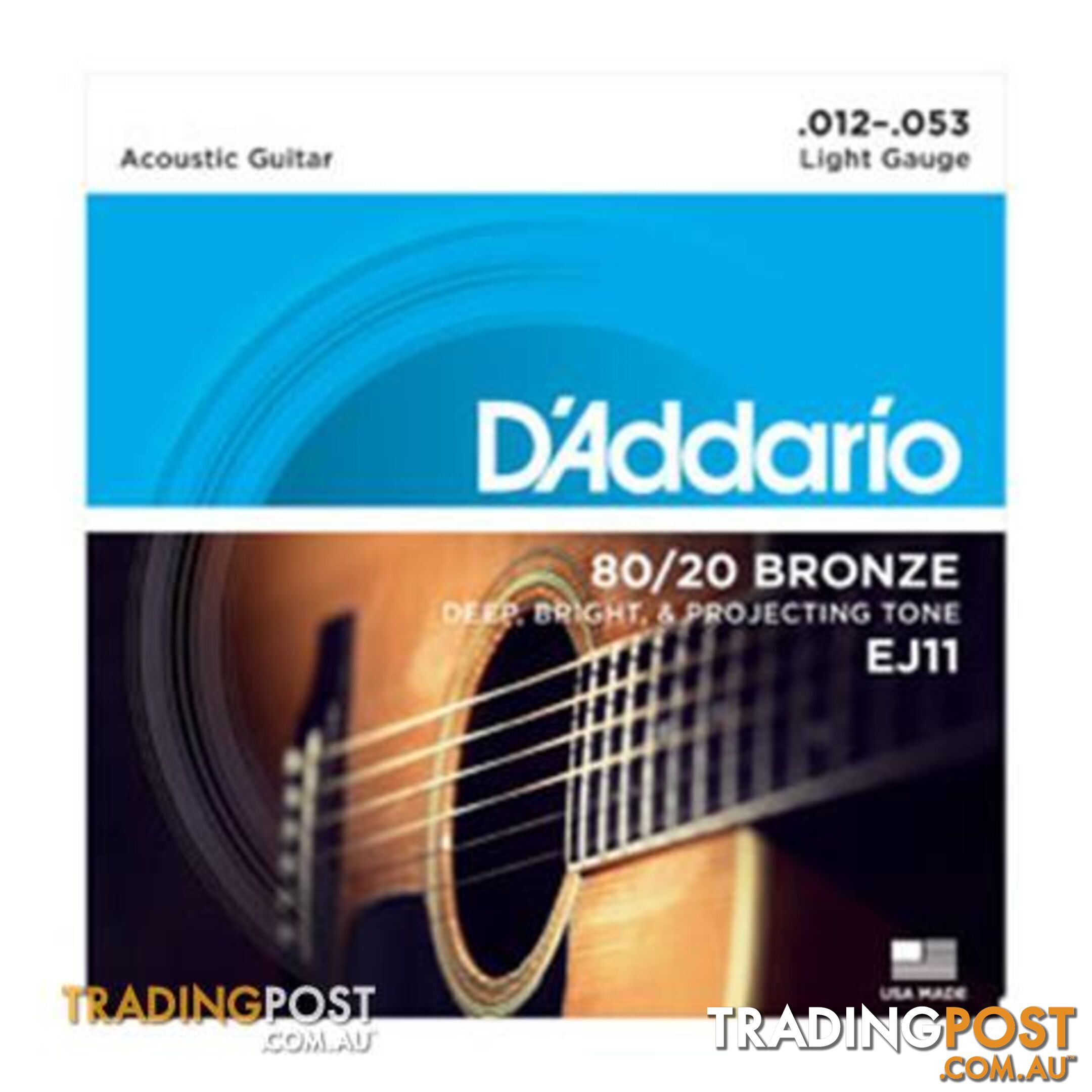 D'Addario's  EJ11 80/20 Bronze Acoustic Guitar Strings, Light, 12-53