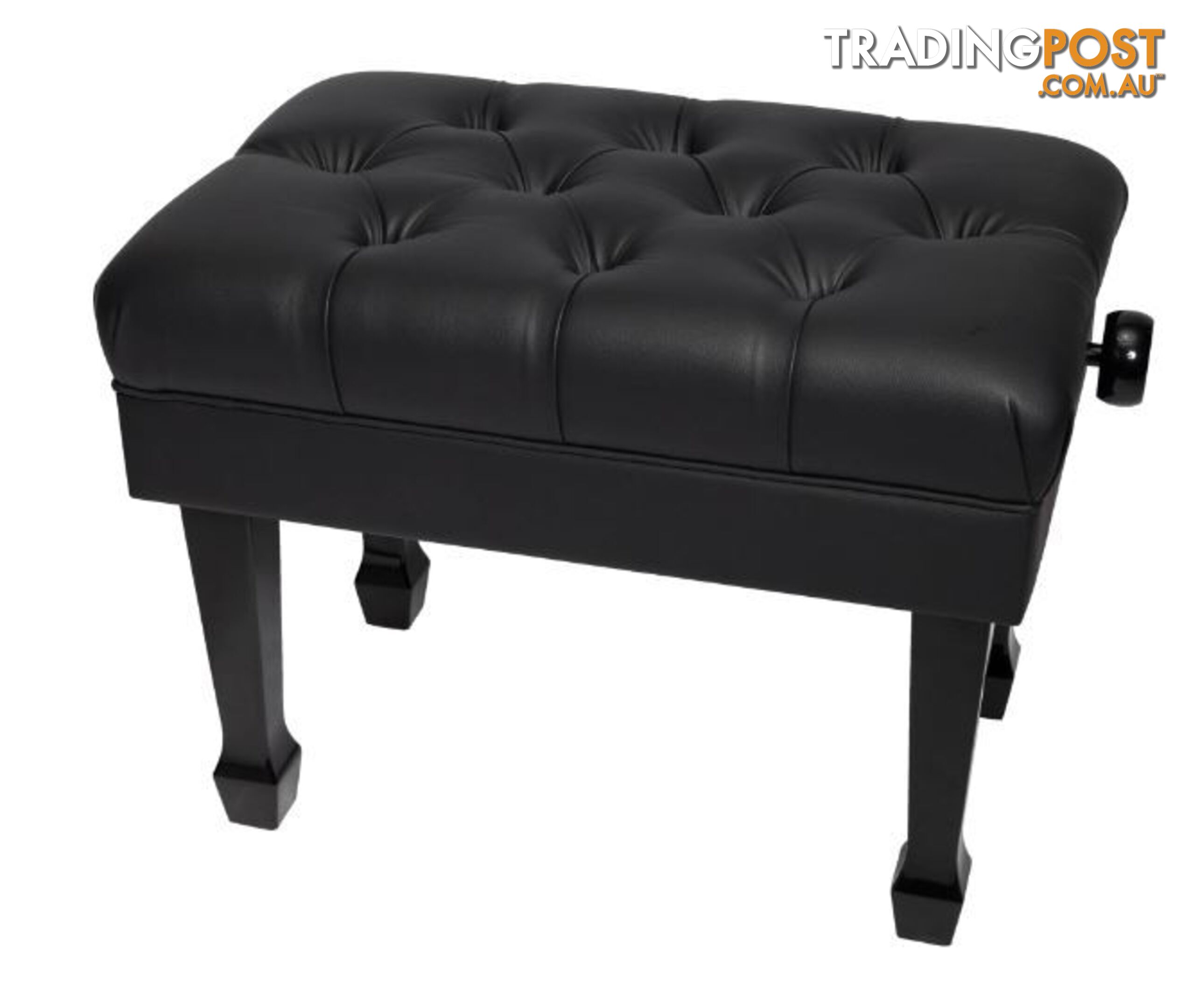 Crown Deluxe Skirted & Tufted Hydraulic Height Adjustable Piano Bench (Black)