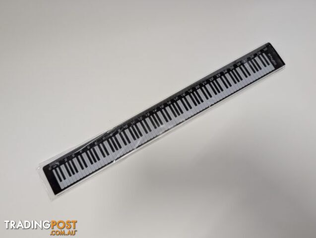 30cm Music Ruler Black with White Piano Keyboard