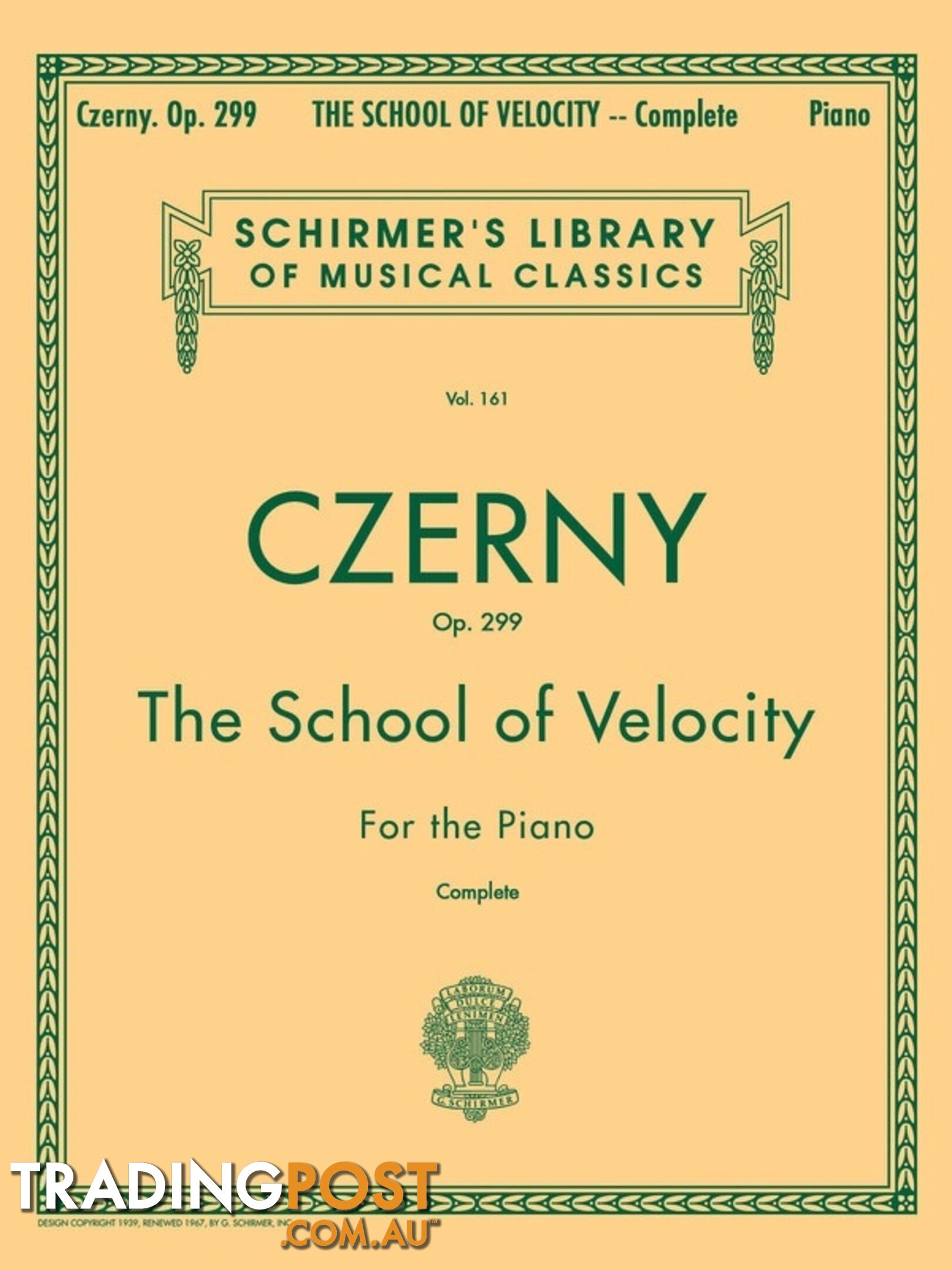 CZERNY â SCHOOL OF VELOCITY OP 299 COMPLETE PIANO