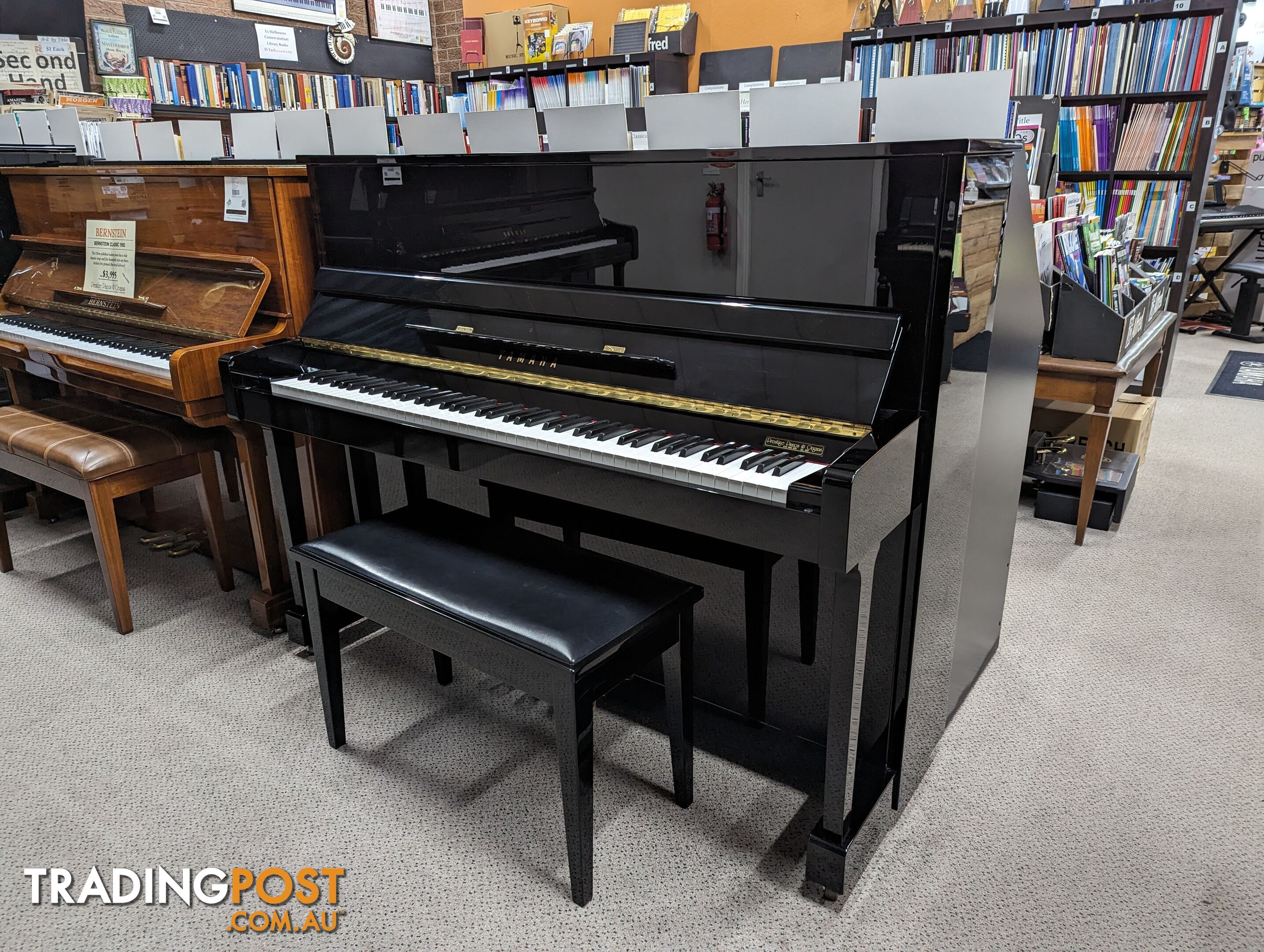 Yamaha 121cm Upright Piano  T121 in Polished Ebony