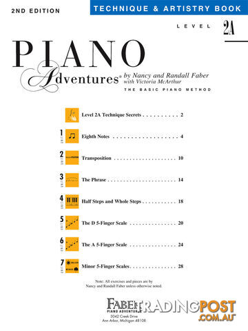 Piano Adventures Level 2A - Technique & Artistry Book