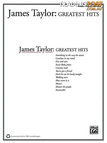 James Taylor â Greatest Hits Piano, Vocal & Guitar (PVG) Songbook