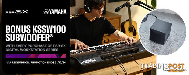 A bonus Offer from Yamaha on every purchase of a PSR SX digital workstation.  KSSW100 subwoofer 