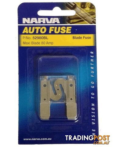 NARVA 80 Amp CLEAR MAXI-Blade Fuse - 1 Per Pack. 52980BL