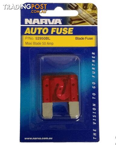 NARVA 50 Amp RED MAXI-Blade Fuse - 1 Per Pack. 52950BL