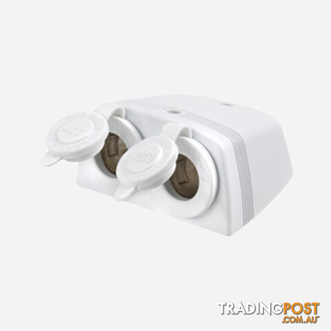 ACCESSORY SOCKET WHITE SURFACE MOUNT TWIN SOCKETS