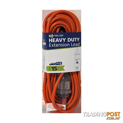 Coast 15M/15AMP Heavy Duty Extension Lead - Led Equipped