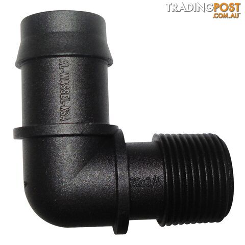 25mm Barbed x 3/4" BSP Male Threaded Elbow