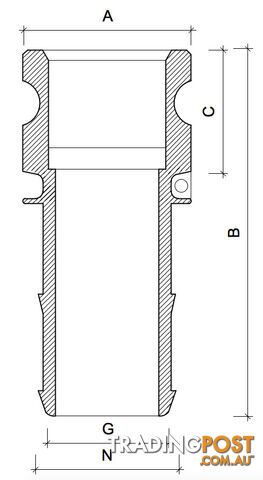 POLY CAMLOCK E.- Male Connector to Hose Barb - 40mm. - photo 2 of 2