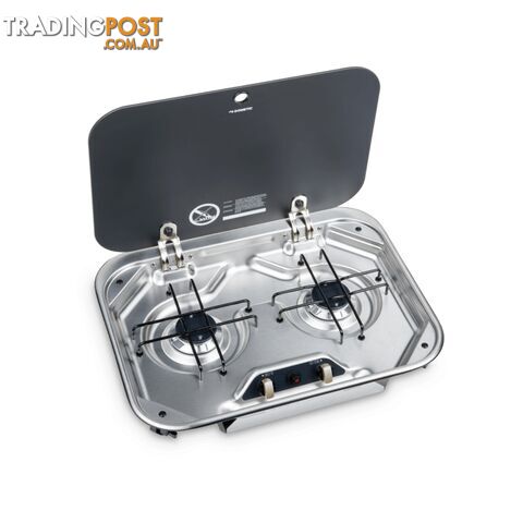 DOMETIC 2 BURNER COOKTOP FLUSH MT S/S C/W GLASS LID & 12V IGN