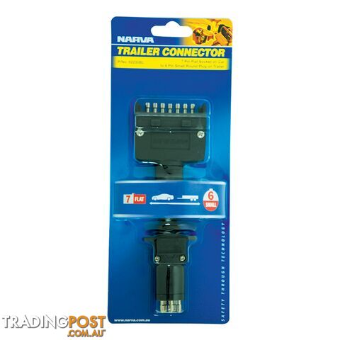 Narva Trailer Adaptor 7 Pin Flat Car To 6 Pin Round Van