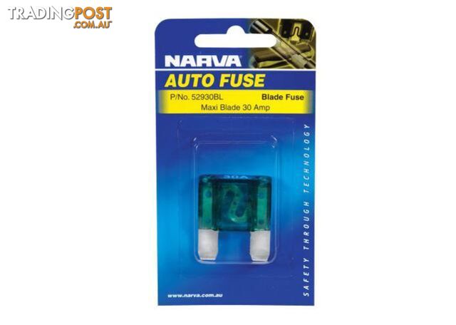 NARVA 30 Amp GREEN MAXI-Blade Fuse - 1 Per Pack. 52930BL