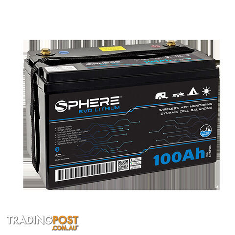 100AH EVO Lithium Battery (LiFePO4) - IP67 & Bluetooth/100A BMS