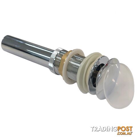 Chrome Push Button Waste for White Ceramic Basins