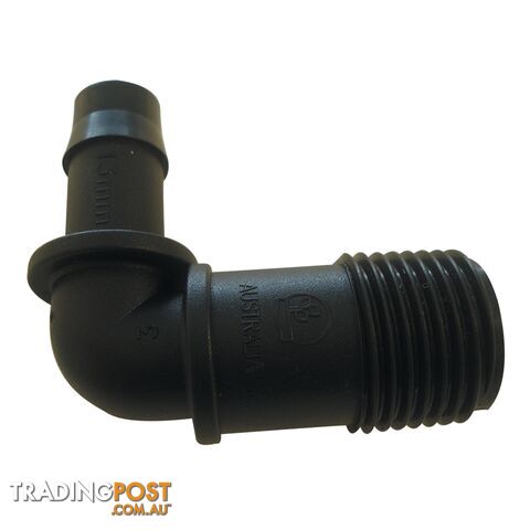 13mm Barbed x 1/2" BSP Male Threaded Elbow