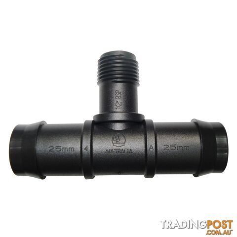 25mm Barbed x 1/2" BSP Male Threaded Tee