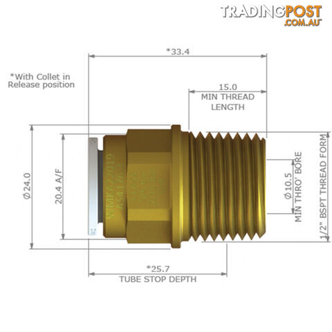 JG Watermark 12mm Male Adaptor - photo 2 of 2