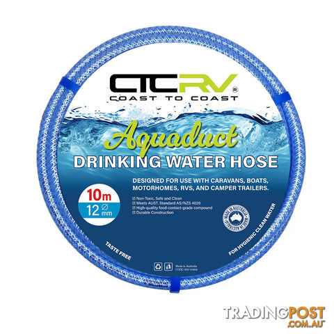 COAST RV Aquaduct 10m Blue Drinking Water Hose - 12mm