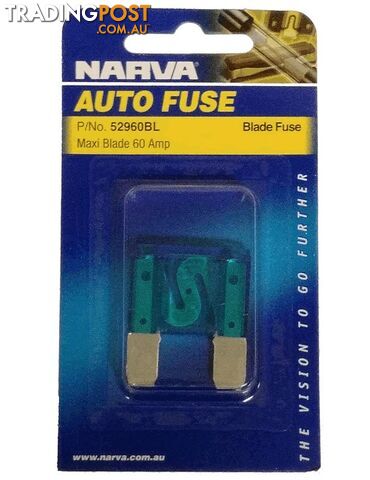 NARVA 60 Amp BLUE MAXI-Blade Fuse - 1 Per Pack. 52960BL
