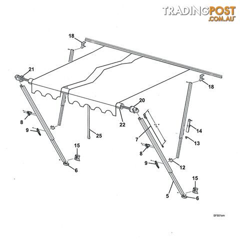 Carefree Car Port Foot For Main Inner Arm - White