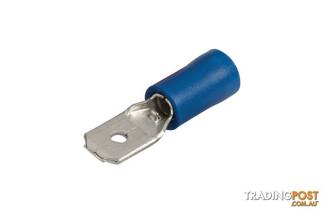 NARVA 6.3x0.8mm BLUE Flared Male Blade TERMINAL t/s 4mm - 100 Per Box. 56122
