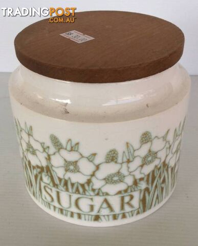 Vintage Hornsea Fleur sugar canister Wooden top Good conditio