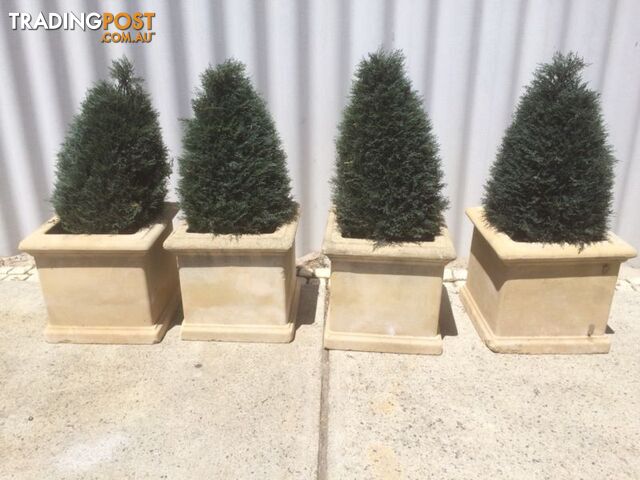 4 X Concrete planters plant pots