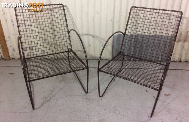 Vintage mid century outdoor Steel Armchairs Sandblasted & finis