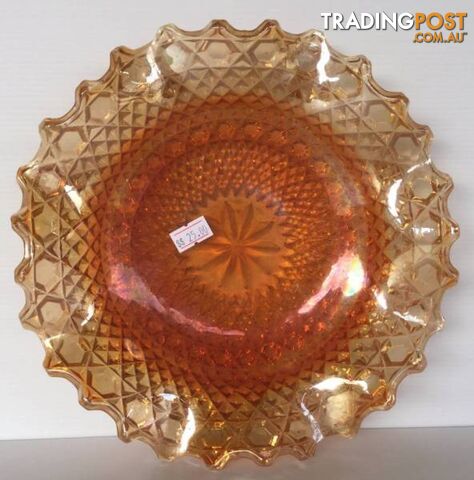 Carnival glass Marigold plate Ruffled edge D 23 cm H 5cm