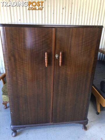 Drawers clothing cupboard Walnut timber wardrobe converted to dr