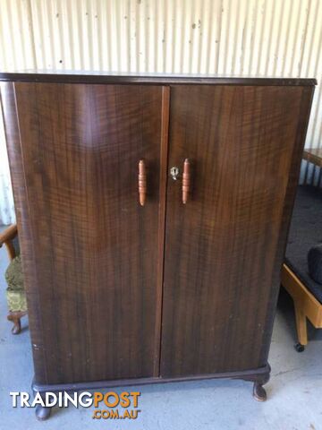 Drawers clothing cupboard Walnut timber wardrobe converted to dr