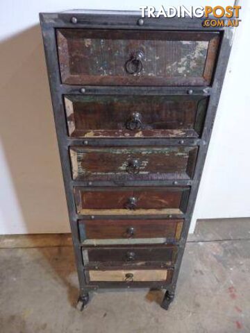 NEW industrial look storage drawers Steel & wood Drawers 7 draw