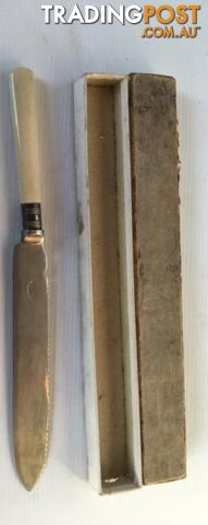 Vintage carving bread knife Stainless nickel with faux bone hand - photo 2 of 4